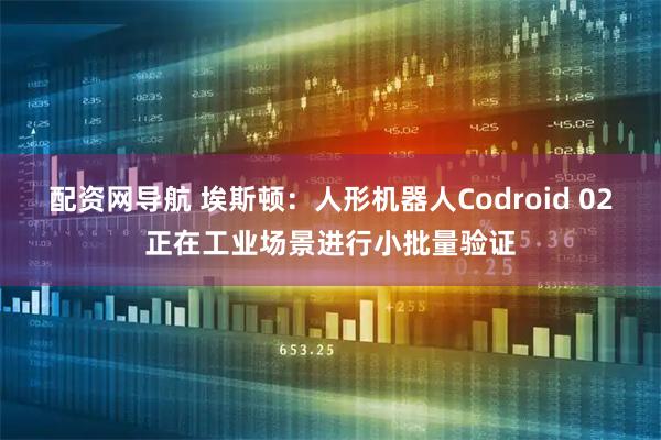 配资网导航 埃斯顿：人形机器人Codroid 02正在工业场景进行小批量验证